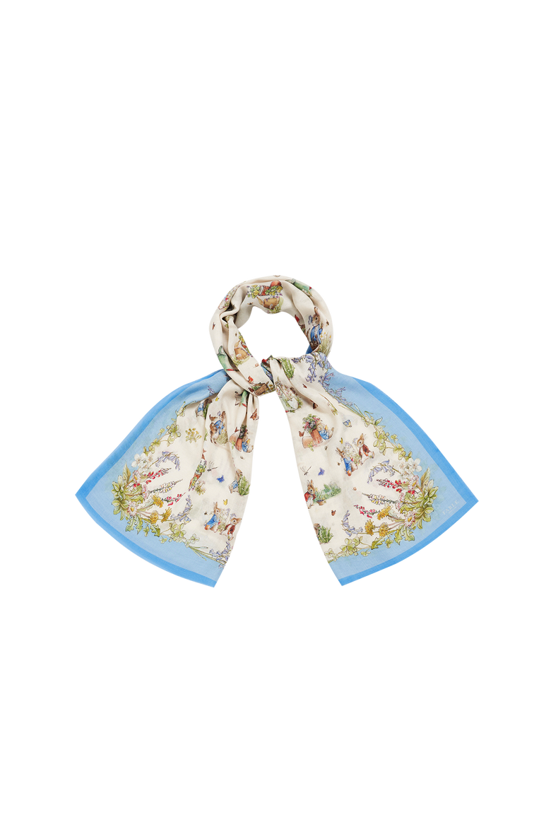 x Peter Rabbit Cream Rectangle Scarf, Alternate, color, Cream