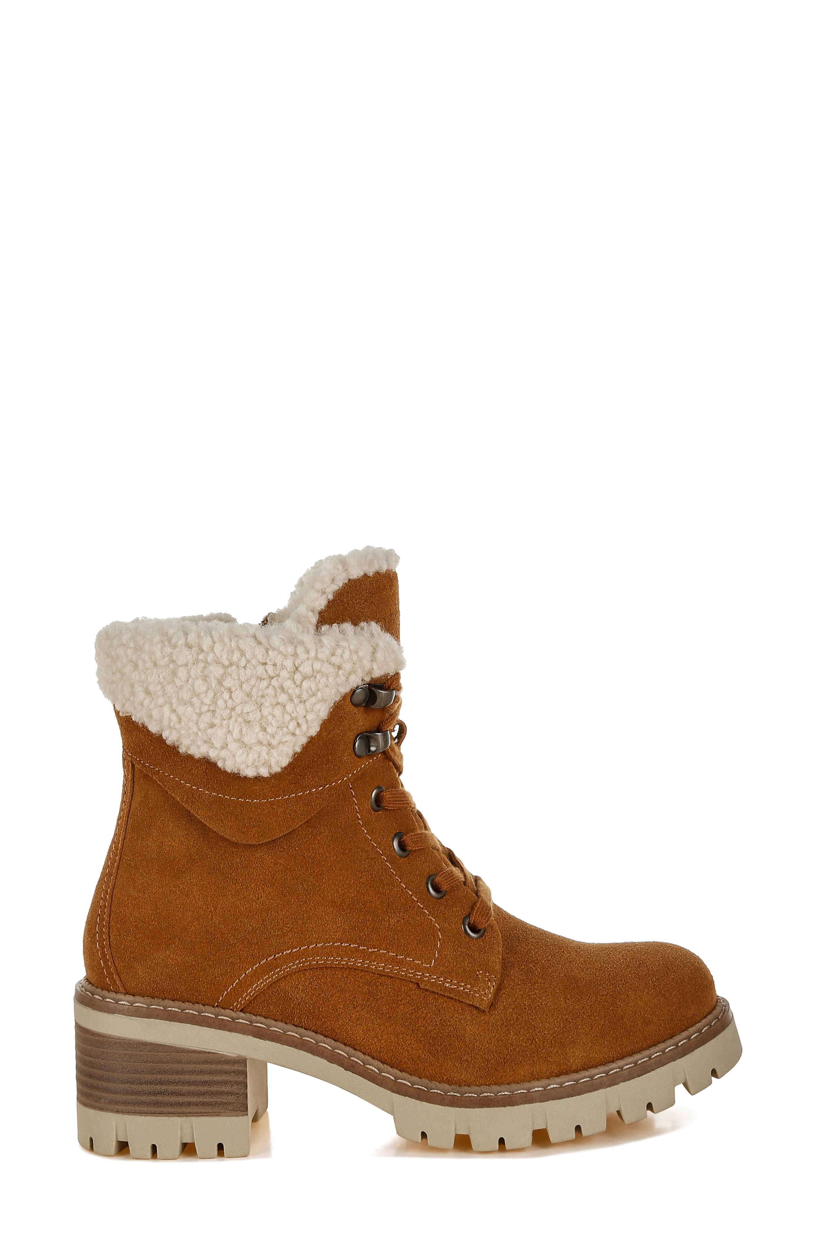 Madoka Water Resistant Lace Up Leather Bootie, Alternate, color, TAN
