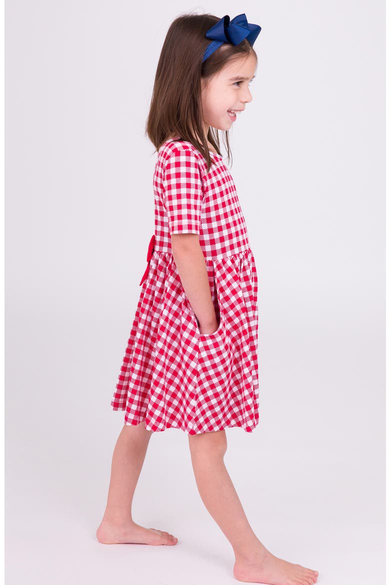Gingham Cotton Dress, Alternate, color, RED GINGHAM