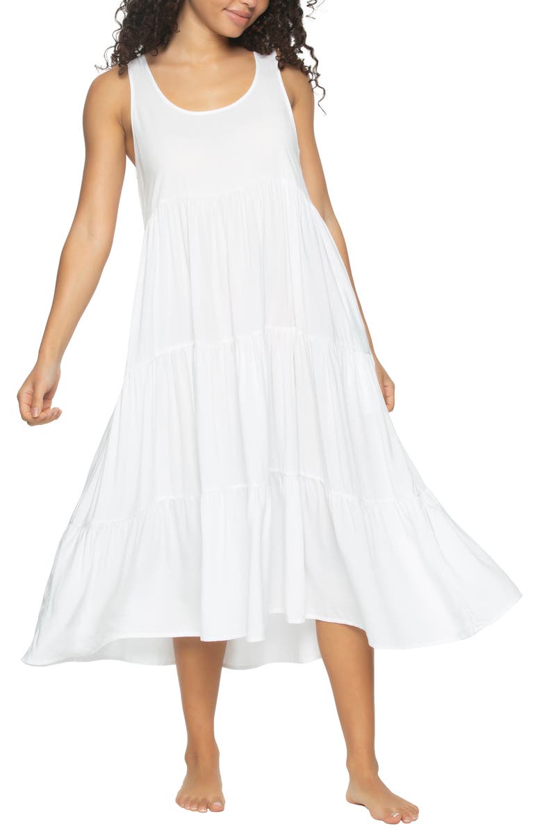 Felina Isabella Tiered Challis Nightgown, Main, color, White