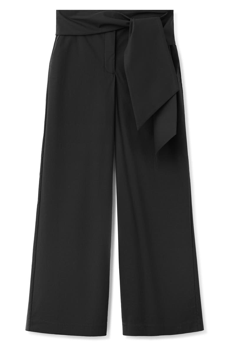 Bow Straight Leg Trousers, Alternate, color, BLACK