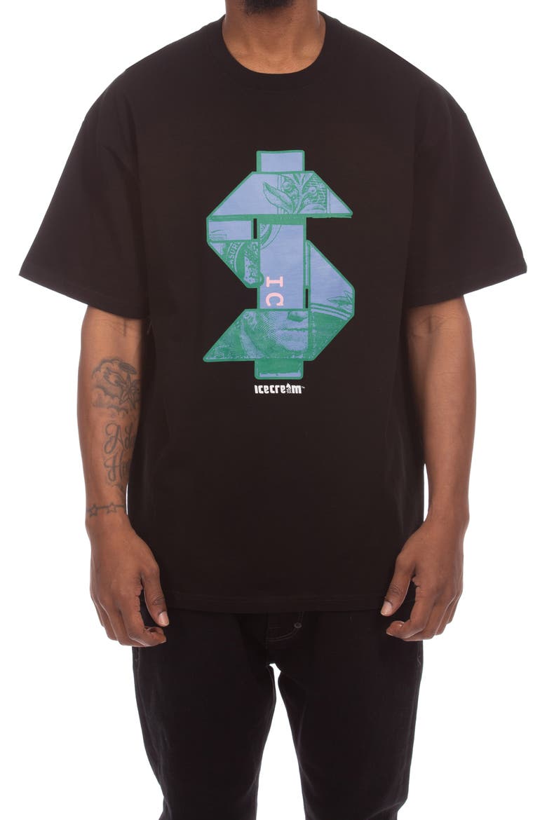 Origami Cotton Graphic T-Shirt, Main, color, BLACK