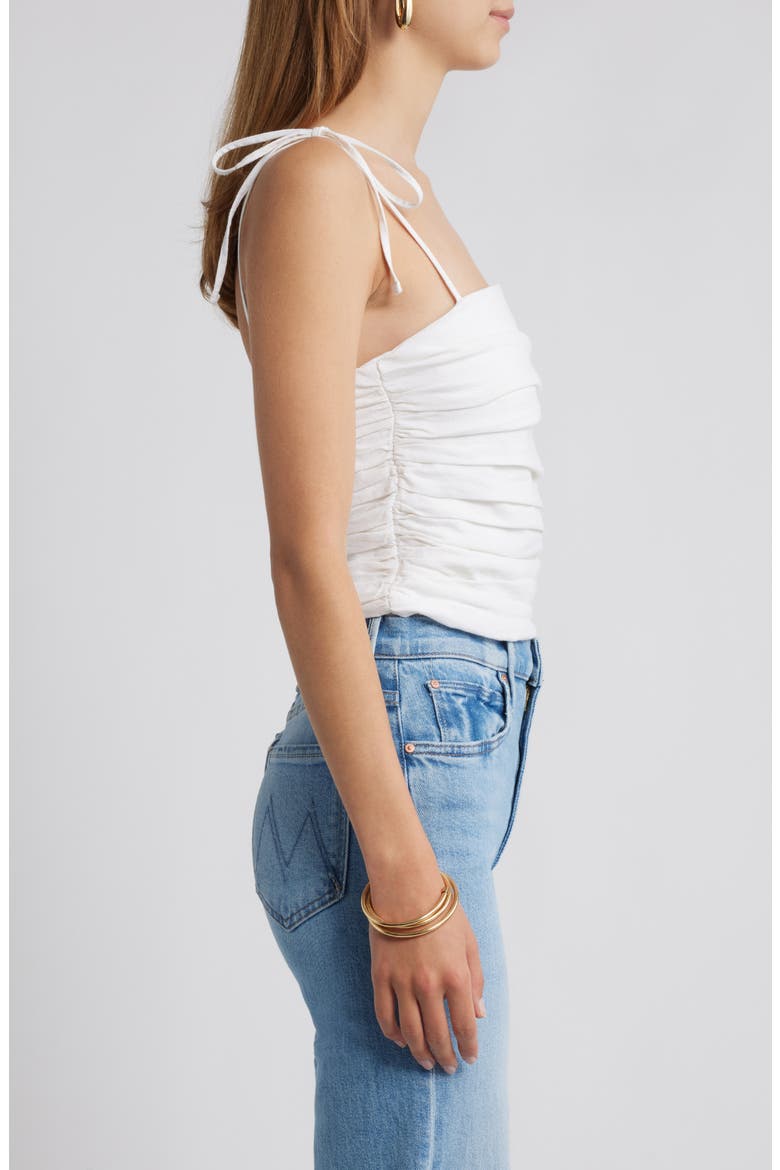 Tie Strap Linen Blend Tank, Alternate, color, WHITE
