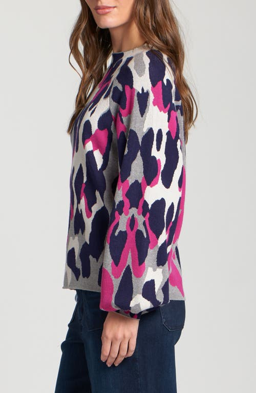 Apny Leopard Funnel Neck Sweater In Multi