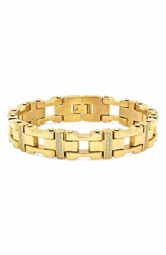 Men's 18K Gold Plated Crystal Link Bracelet