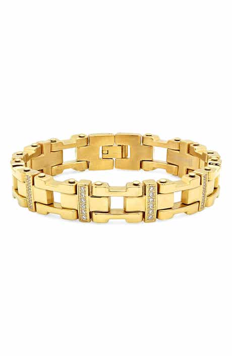 Men's 18K Gold Plated Crystal Link Bracelet