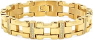 STEELTIME Men's 18K Gold Plated Crystal Link Bracelet