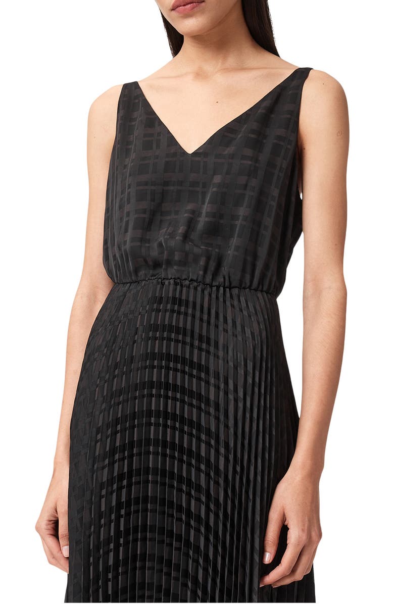 AllSaints Sinead Funnel Neck Sweater & Pleated Maxi Dress Set, Alternate, color, Black