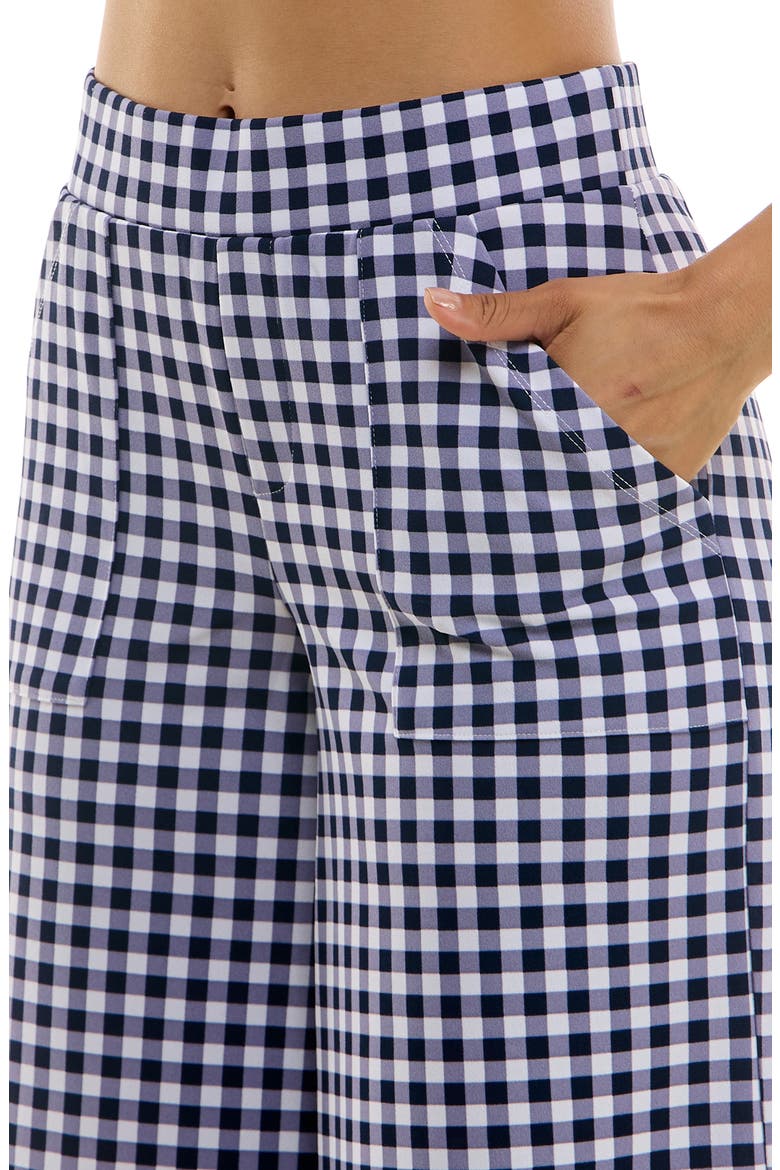 Gingham Crop Wide Leg Pants, Alternate, color, NAVY WHITE