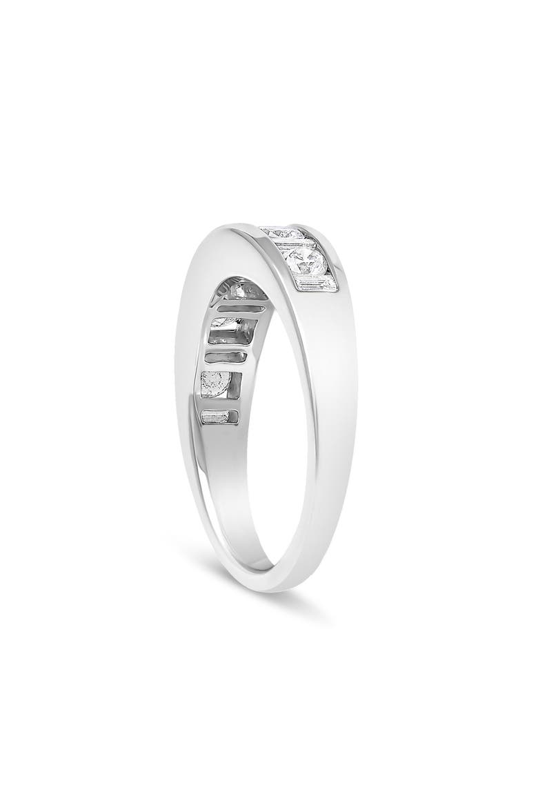 14K White Gold Alternating 1.0 Cttw Round and Baguette Diamond Channel Band Ring, Alternate, color, White Gold