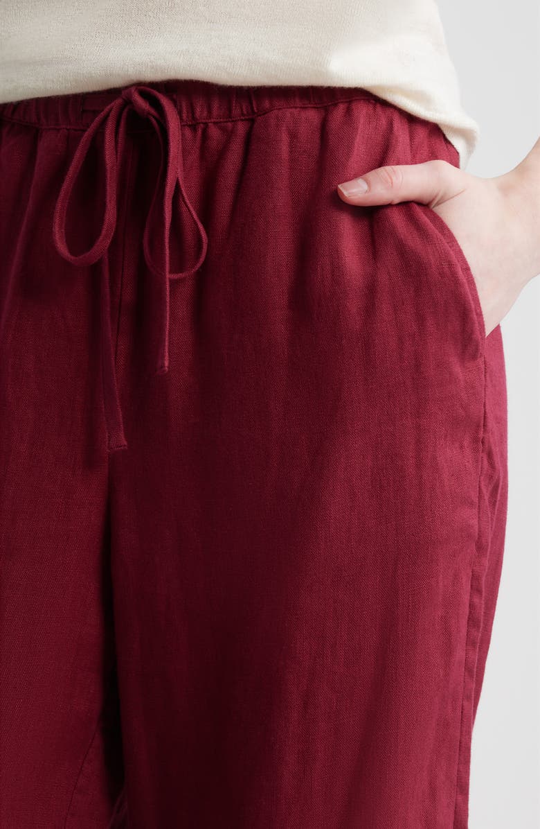 Rails Emmie Embroidered Linen Drawstring Pants, Alternate, color, Berry Hibiscus Embroidery