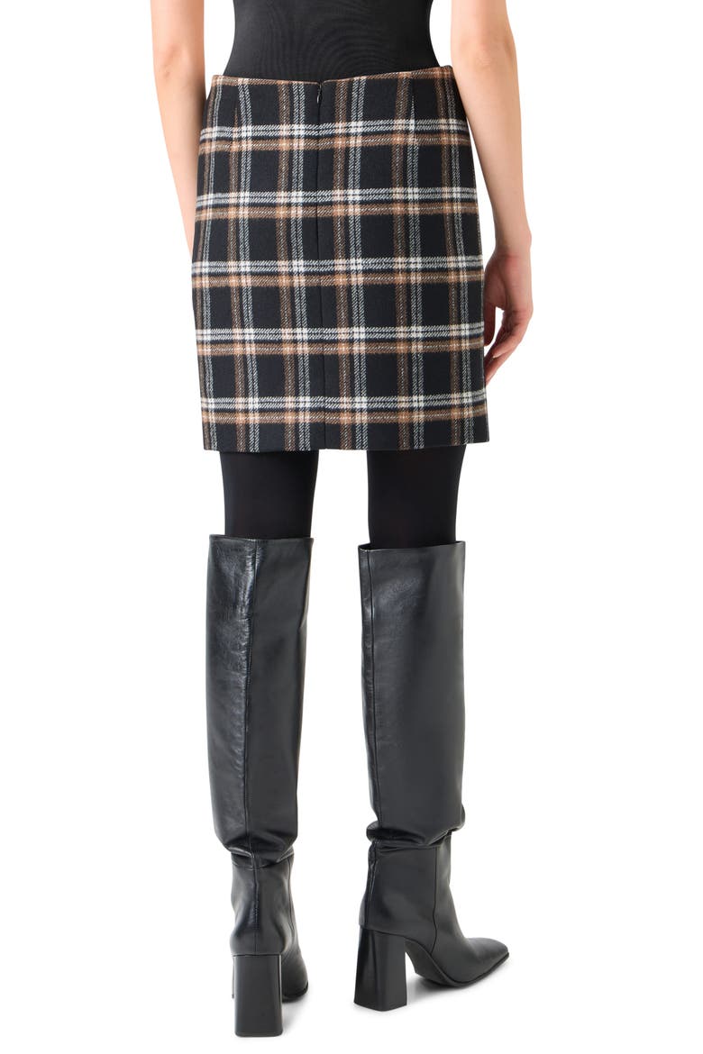 Plaid Tweed Miniskirt, Alternate, color, BLACK-CAMEL-CREAM