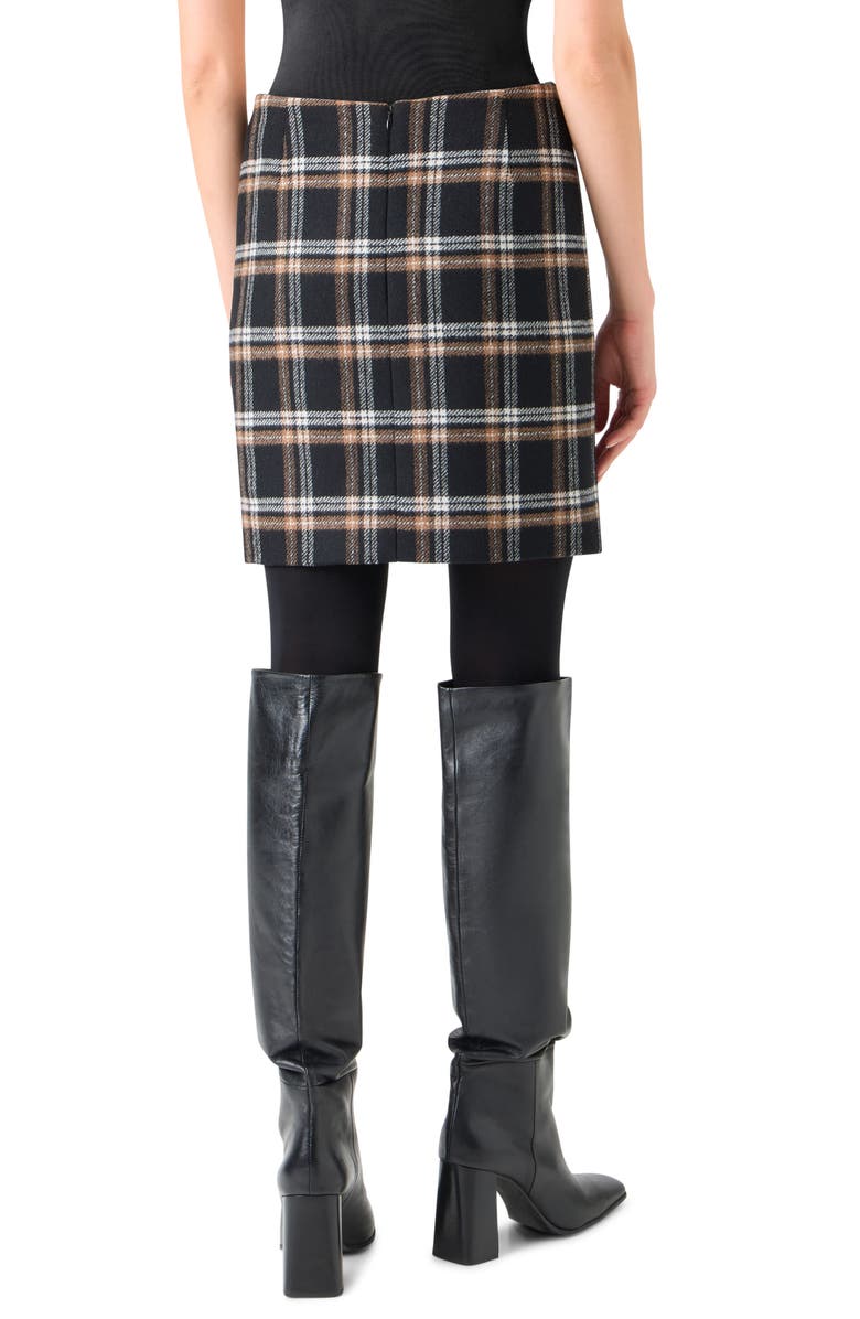 Akris punto Plaid Tweed Miniskirt, Alternate, color, Black-Camel-Cream