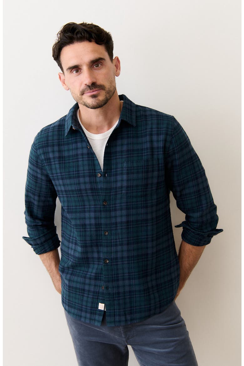 Tahoe Plaid Flannel Button-Up Shirt, Alternate, color, GREEN/ NAVY PLAID