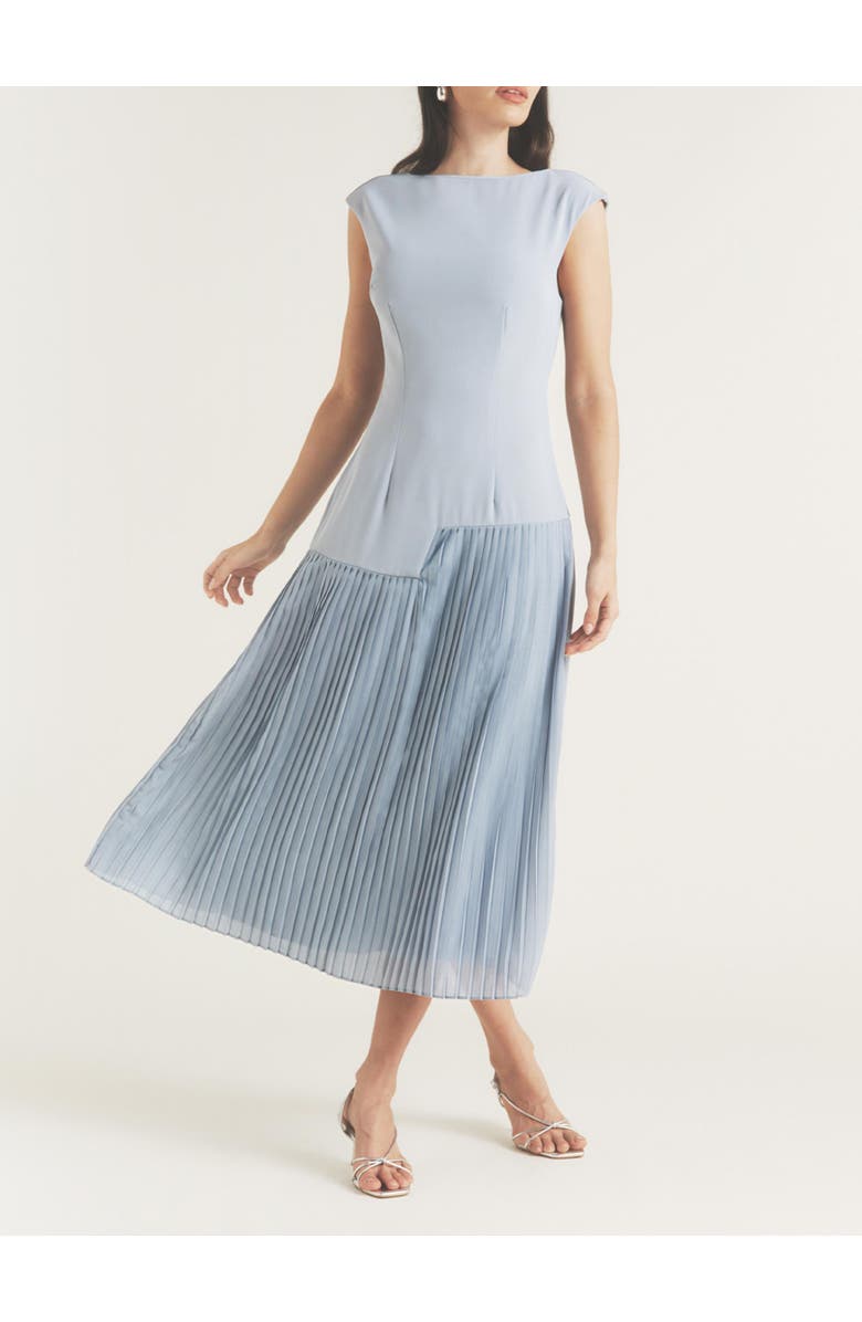 Six Stories Pleated Cap Sleeve Maxi Dress, Alternate, color, Blue