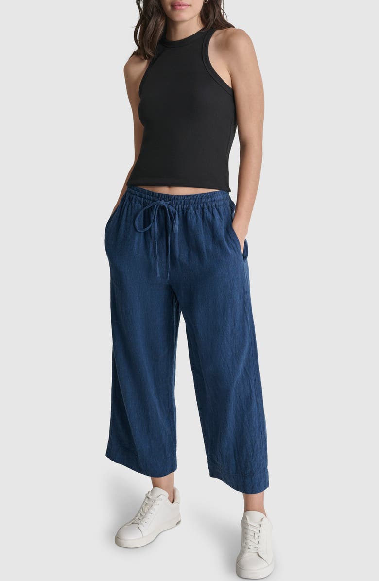 DKNY Delave Straight Leg Linen Blend Pants, Alternate, color, 