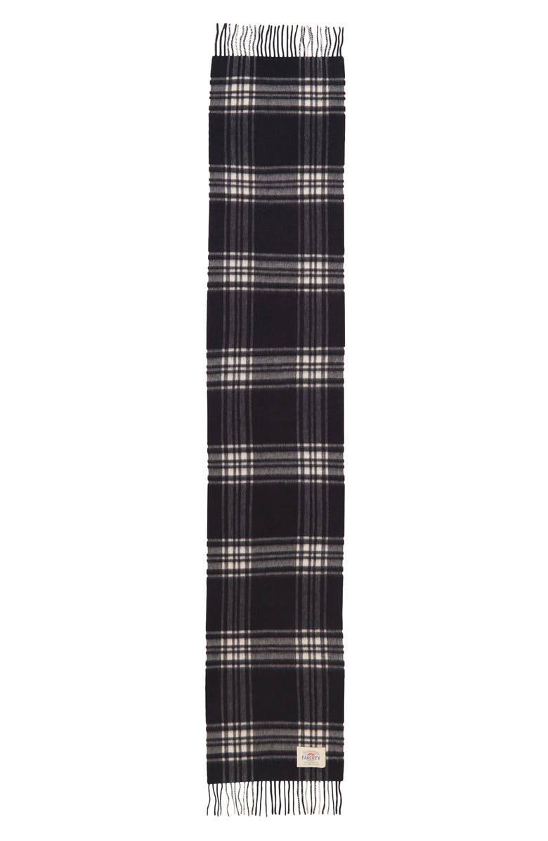 Faherty Charcoal Plaid Lambswool Fringe Scarf, Alternate, color, Charcoal