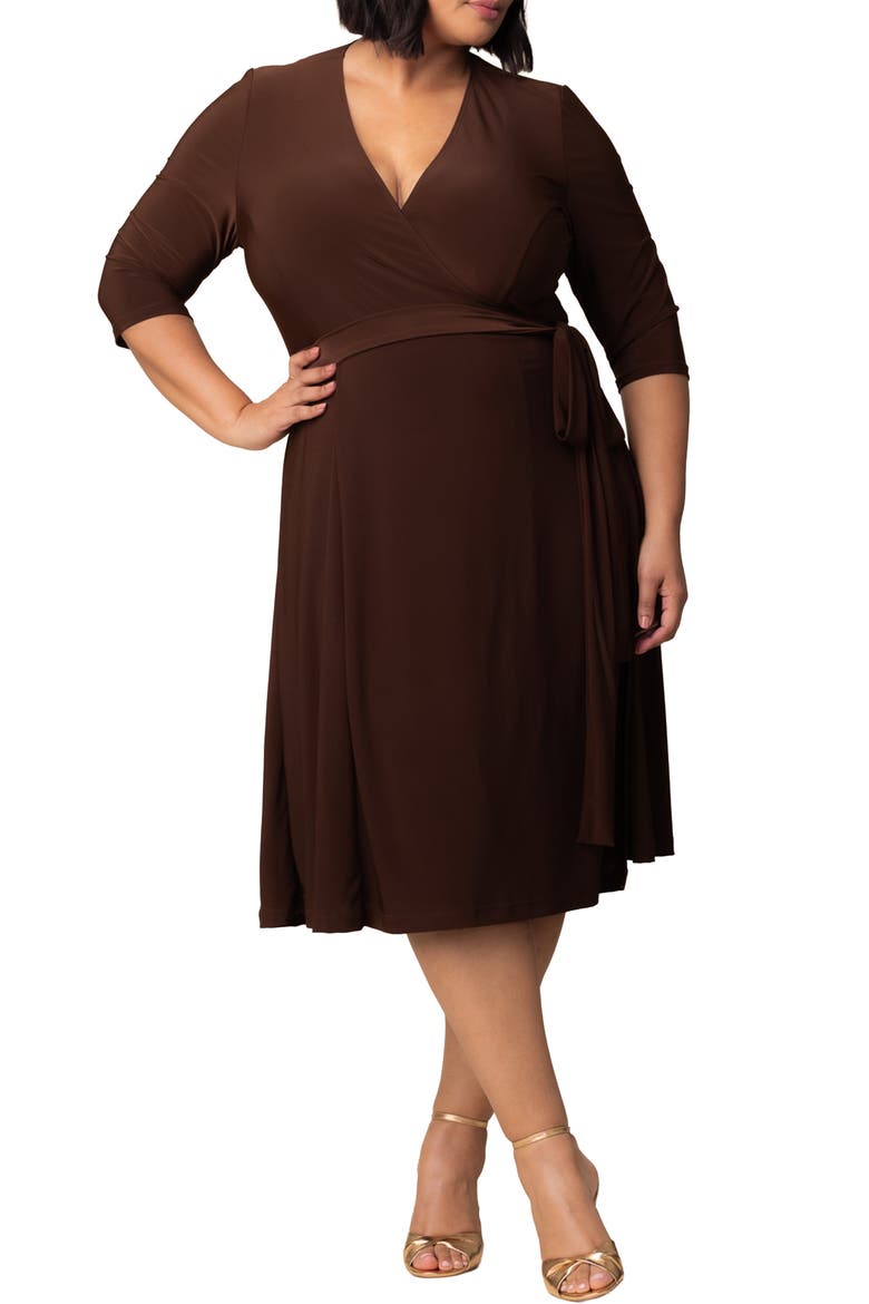Essential Wrap Dress, Main, color, BROWN