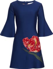 Carolina Herrera Floral Jacquard A-Line Dress