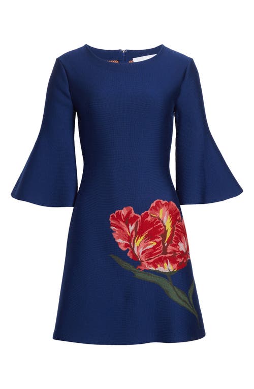 Carolina Herrera Tulip Bell-sleeve Mini Dress In Blue