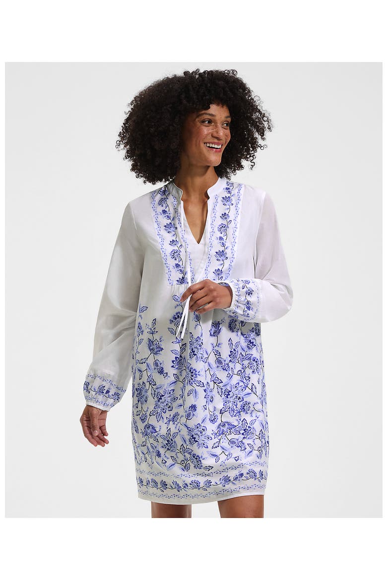 Voile Tie Neck Dress, Alternate, color, White/Blue Vintage Floral