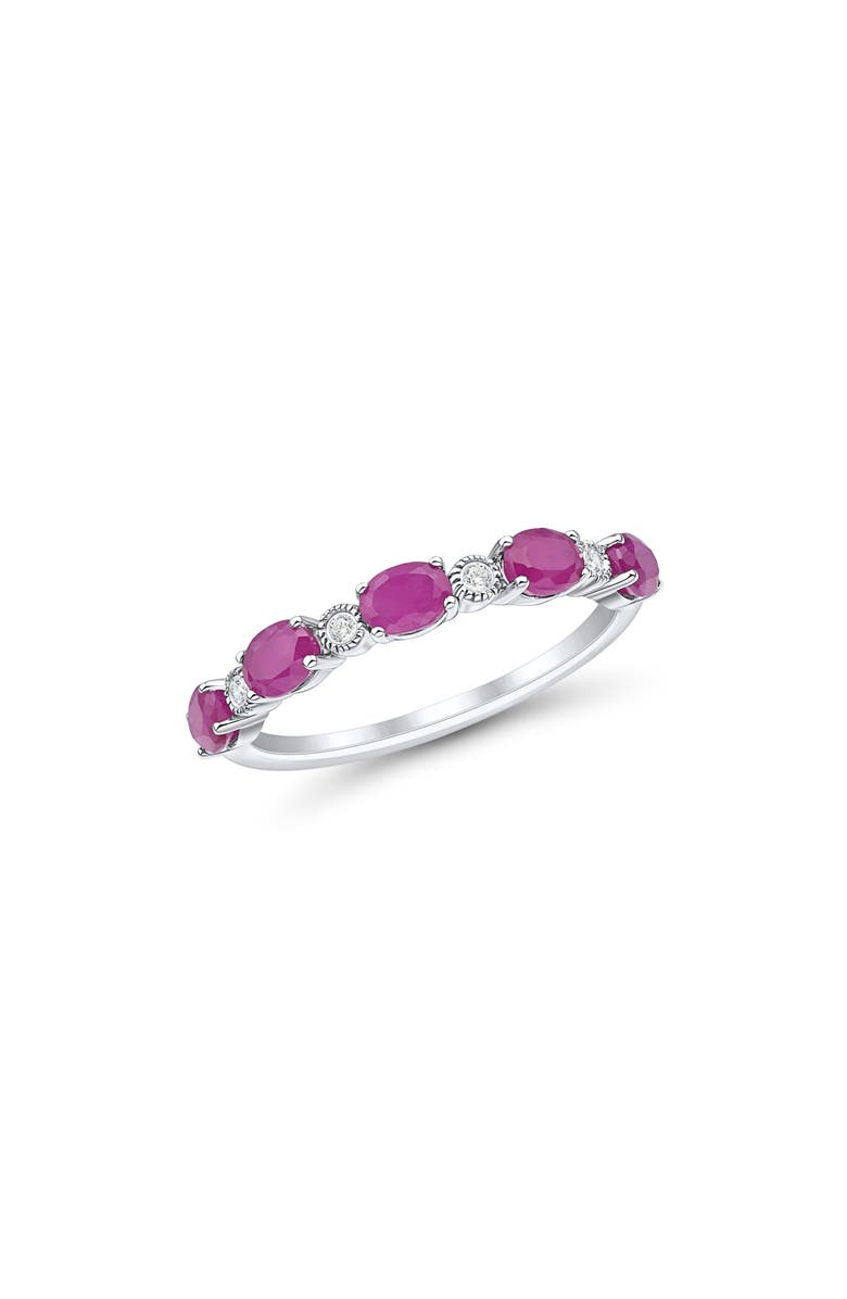 Frankie & Zoe 14K White Gold Oval Ruby & Diamond Ring, Main, color,