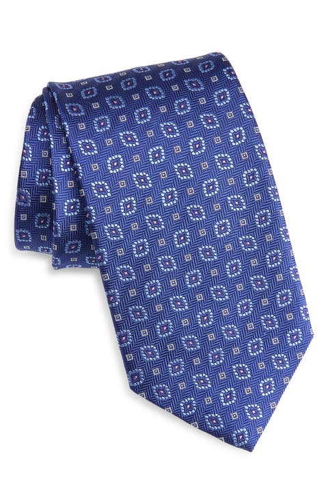 Geometric Jacquard Silk Herringbone Tie