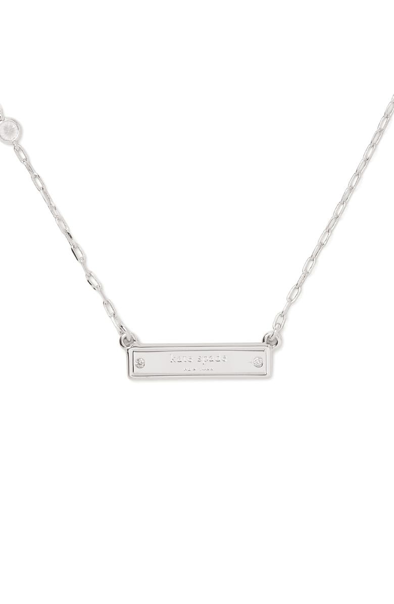 Kate Spade New York sam icon bar necklace, Alternate, color, Clear/ Silver.
