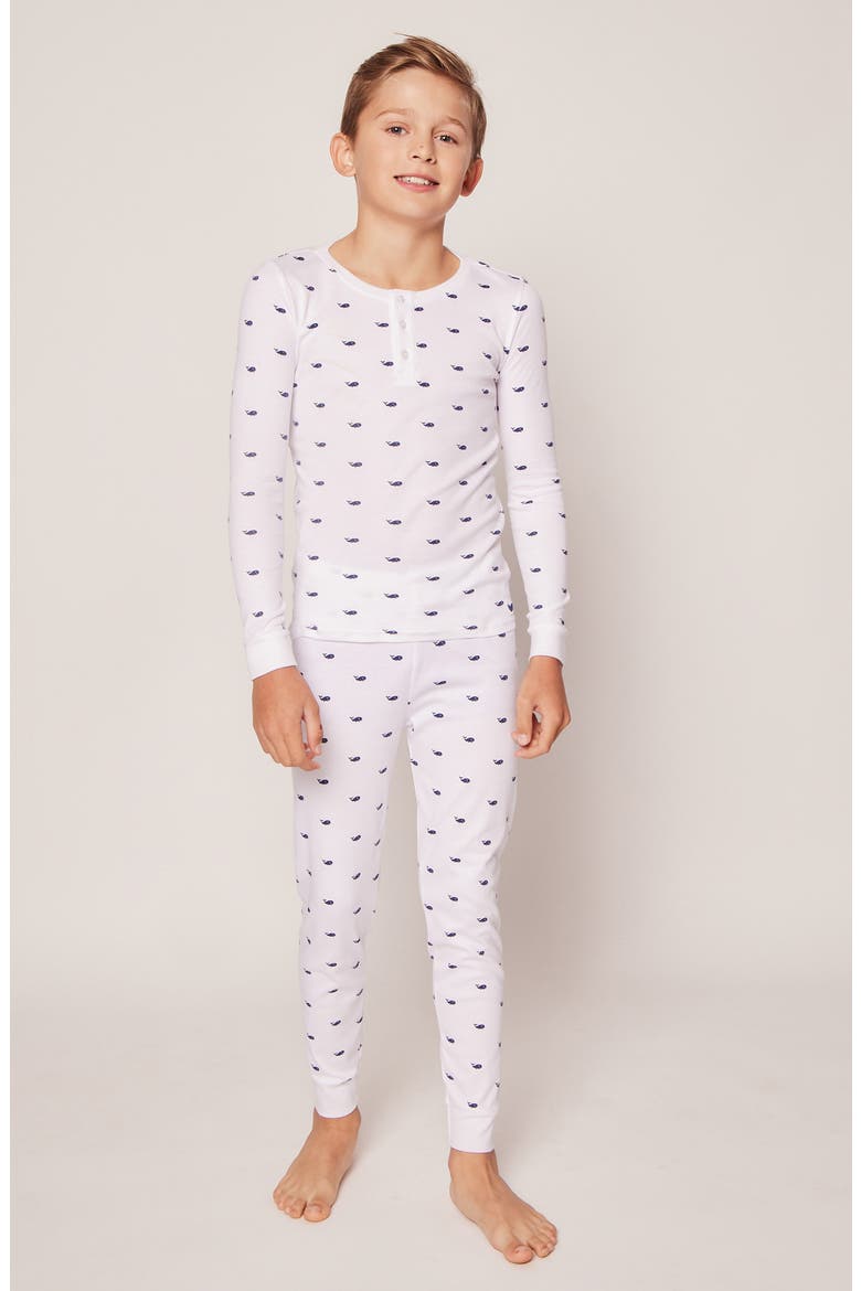 Kids' Print Fitted Two-Piece Pima Cotton Pajamas, Alternate, color, WHITE