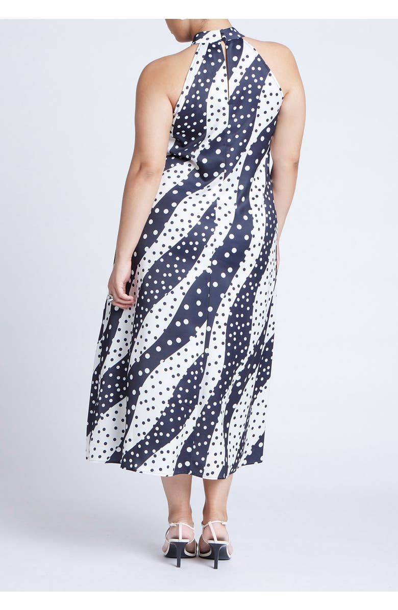 ELOQUII High Neck Bias Printed Maxi Dress, Alternate, color, Dot Remix