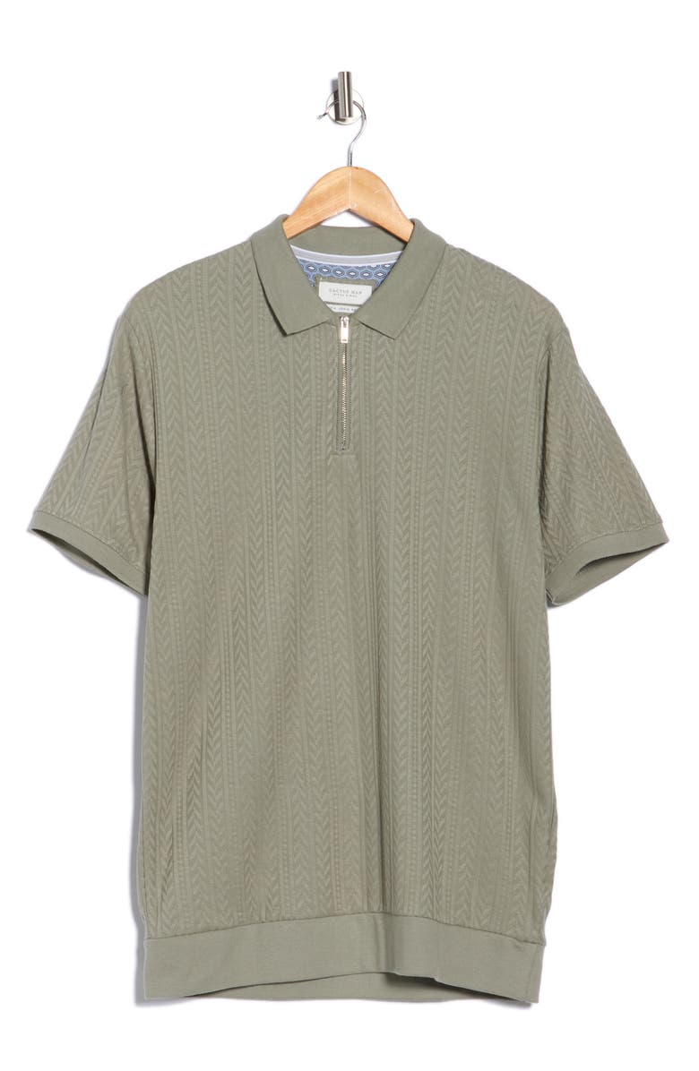 Cactus Man Textured Quarter Zip Polo, Alternate, color, Soft Green