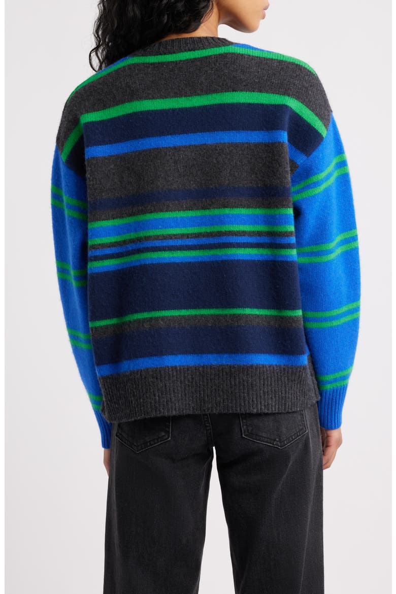 René Stripe Merino Wool Crewneck Sweater, Alternate, color, BLUE/ GREY MULTI