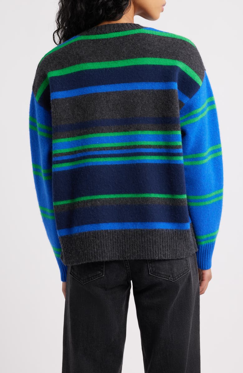 Damson Madder René Stripe Merino Wool Crewneck Sweater, Alternate, color, Blue/ Grey Multi