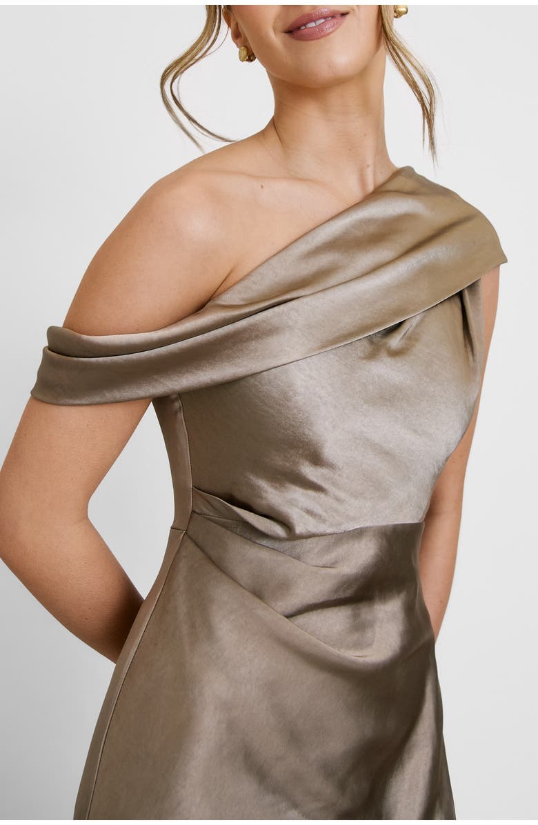 Six Stories Drape One Shoulder Bridesmaid Dress, Alternate, color, Truffle