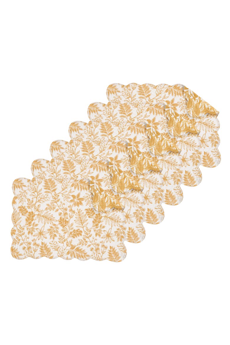 Everview Gold 100% Cotton Set of 6 Cloth Placemats 13" x 19", Alternate, color, Yellow