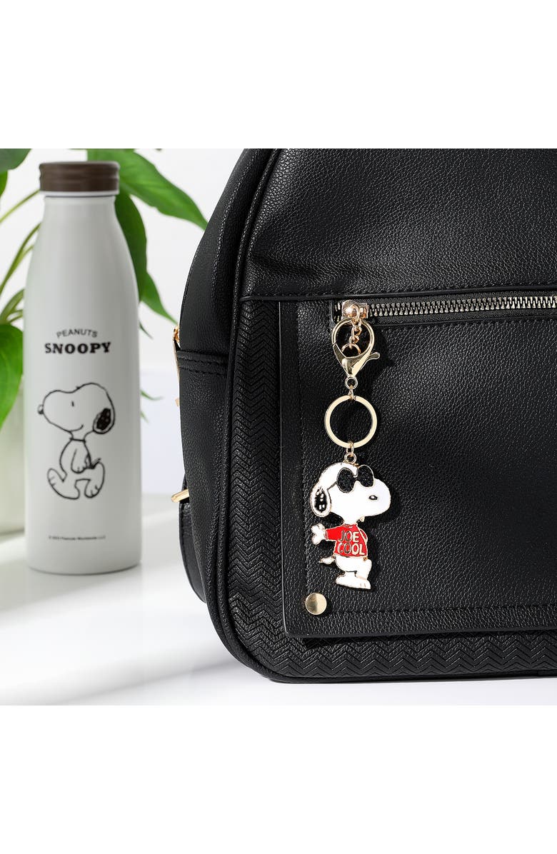 PEANUTS Joe Cool Keychain, Gold-Tone Enamel Bag Charm, Alternate, color, White, Red