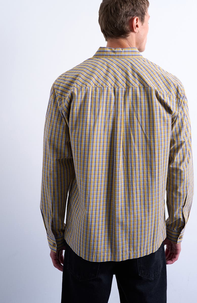 Topman Cotton Poplin Button-Up Shirt, Alternate, color, Mustard Multi