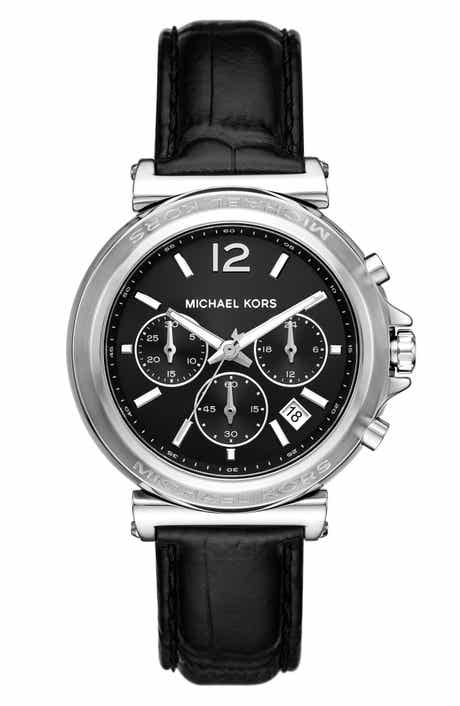 Michael Kors Maren Chronograph Croc Embossed Leather Strap Watch, 40mm