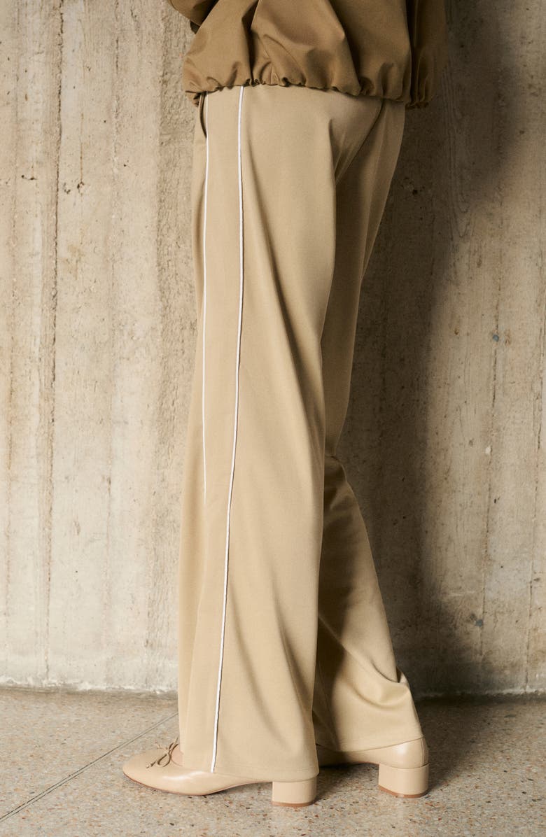 MANGO Piped Flare Leg Pants, Alternate, color, Medium Brown