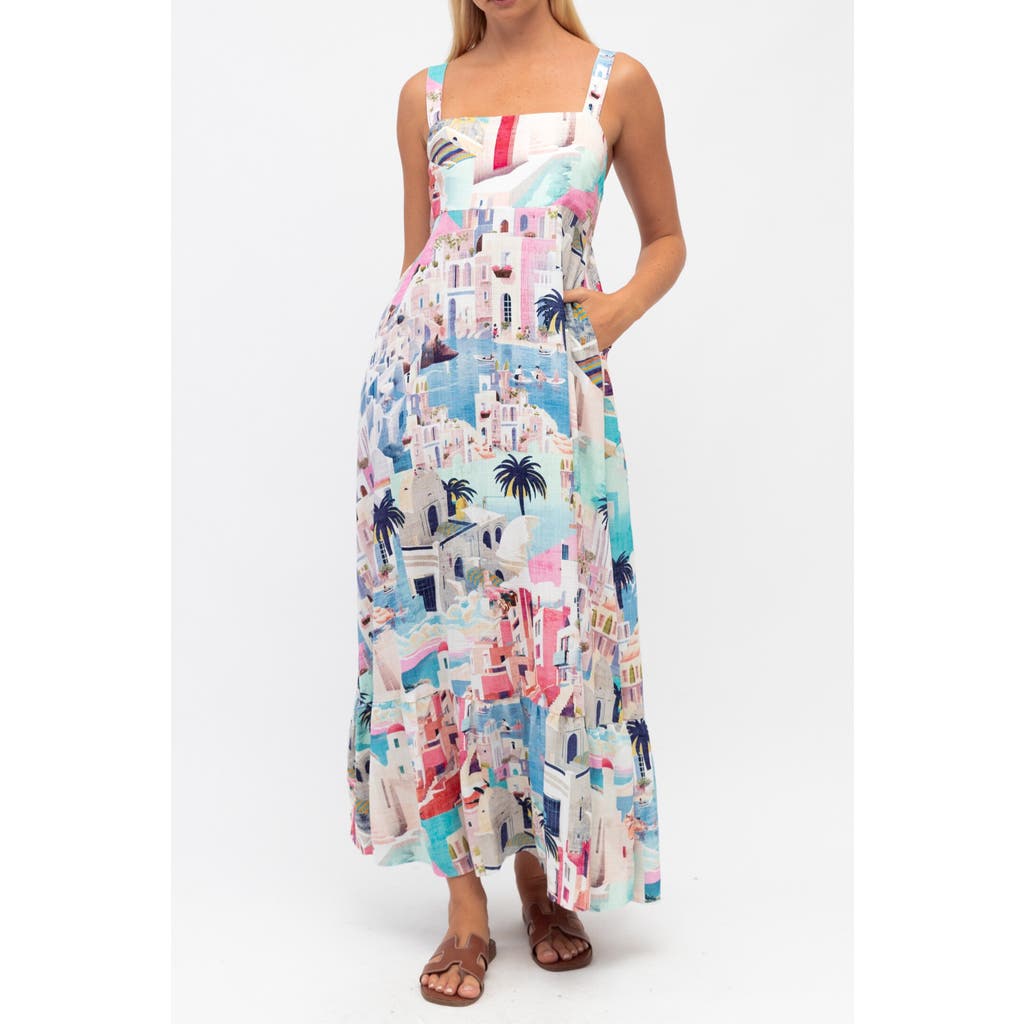 White Closet Sunny Santorini Maxi Dress In Blue