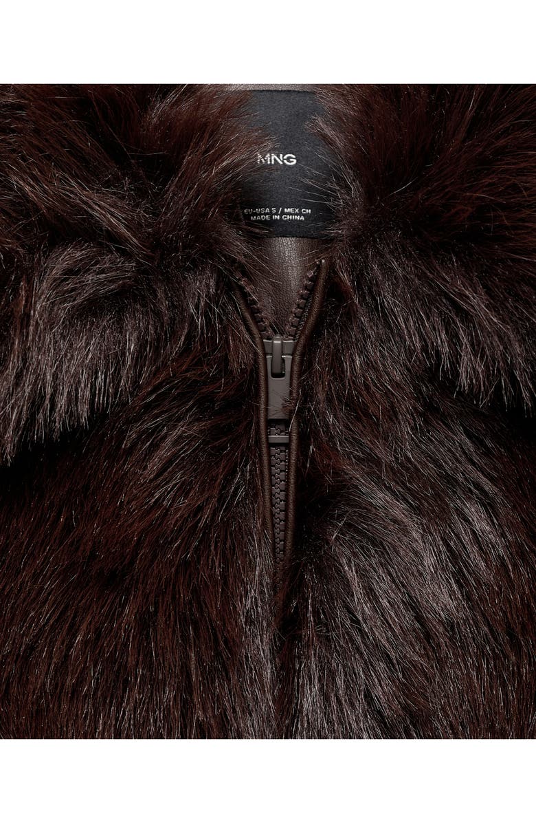 MANGO Venice Faux Fur Jacket, Alternate, color, Brown