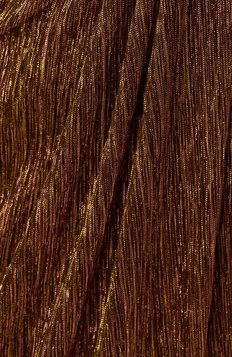 Adrianna Papell Metallic Long Sleeve Mesh Evening Gown, Alternate, color, 