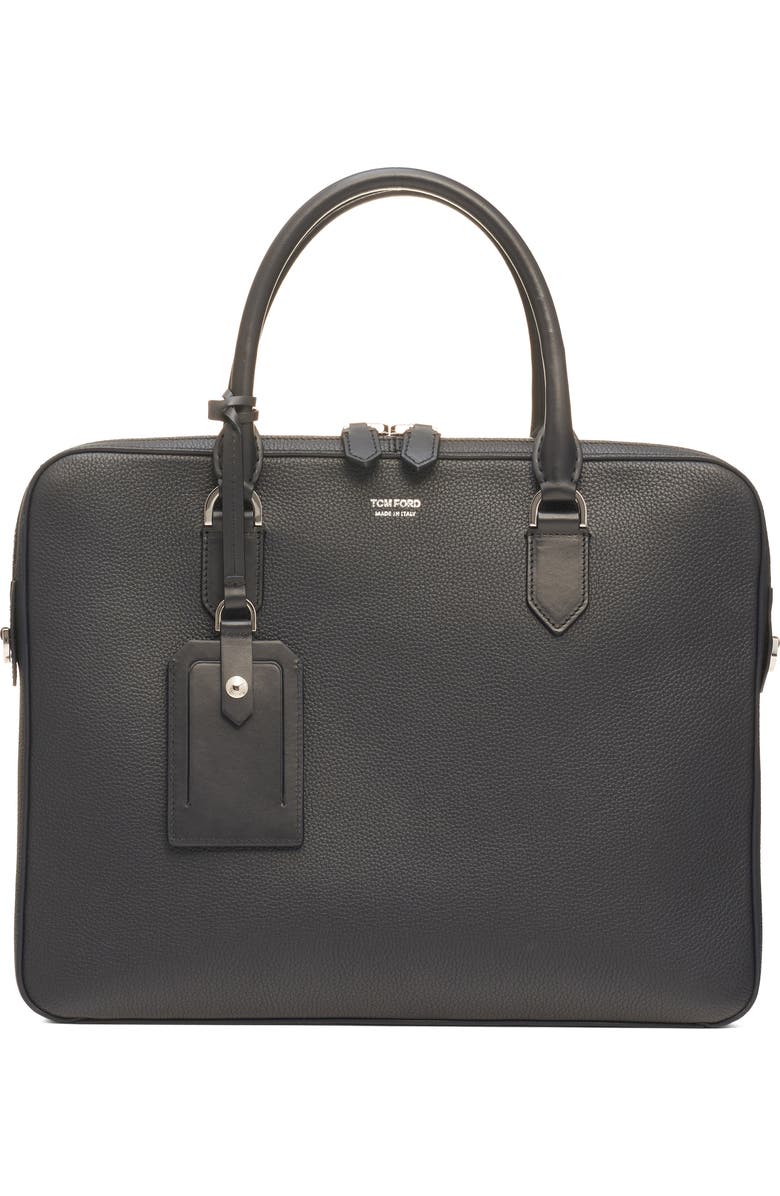 TOM FORD Elliot City Grained Leather Briefcase, Main, color, Black