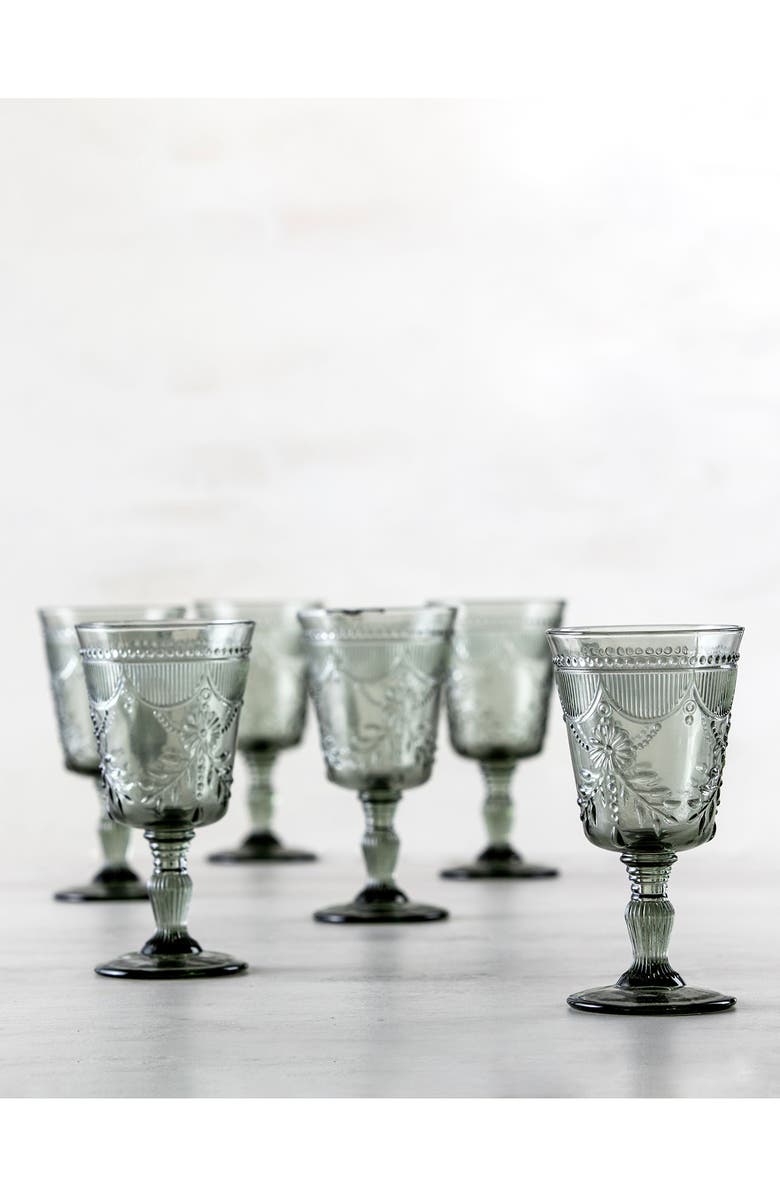 Fortessa Debutante Set of 6 Goblet Glasses, Alternate, color, Smoke Gray