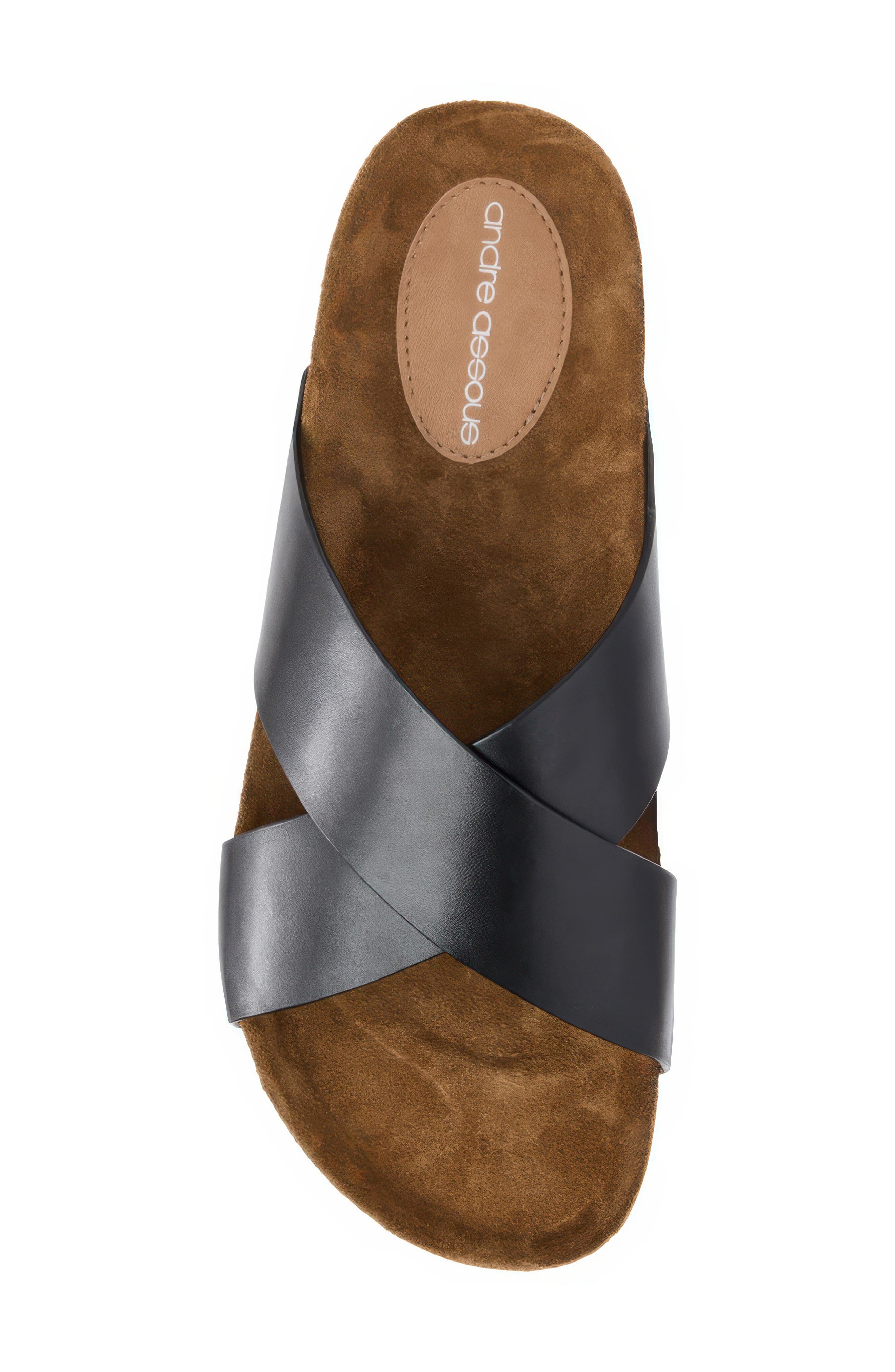 André Assous Max Slide Sandal, Alternate, color, Black Leather