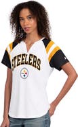 STARTER Women's Starter White Pittsburgh Steelers Game On Notch Neck T-Shirt