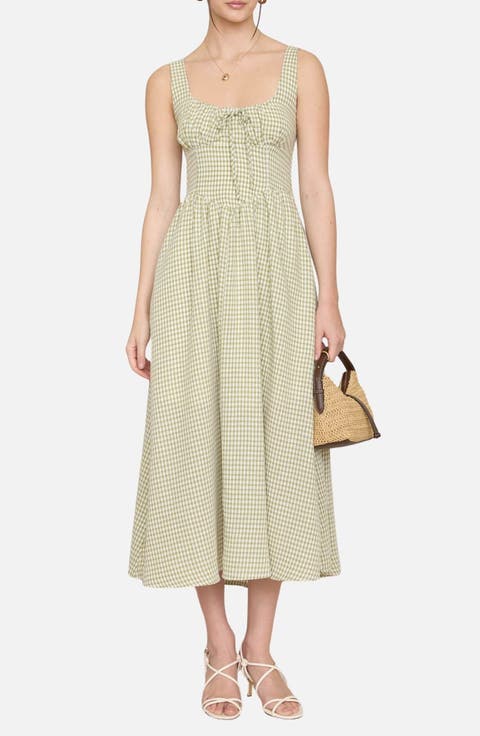 Gingham Fit & Flare Midi Dress