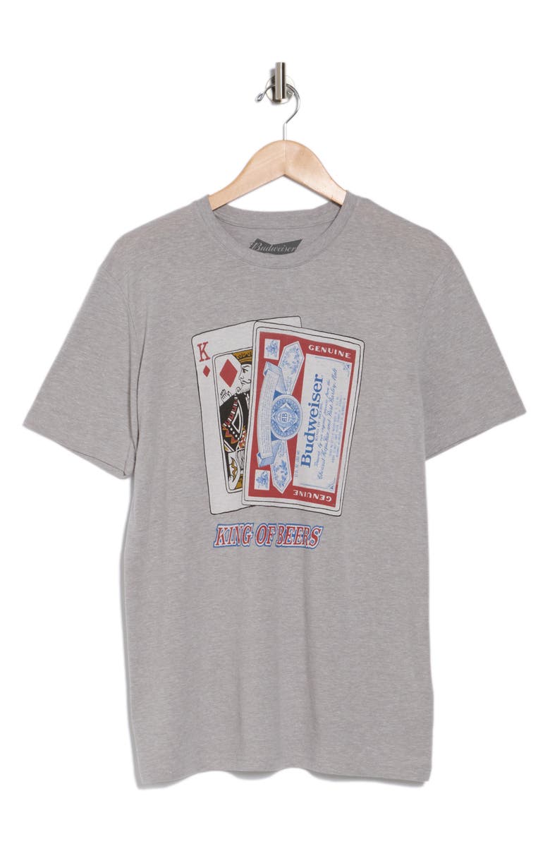 Lucky Brand Budweiser Cards Graphic Print T-Shirt, Alternate, color, Light Heather Grey