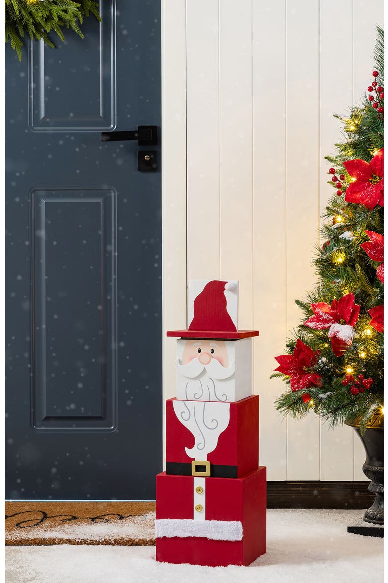 Christmas Wood Santa Nutcracker Reversible Boxed Porch Decor, Alternate, color, Red