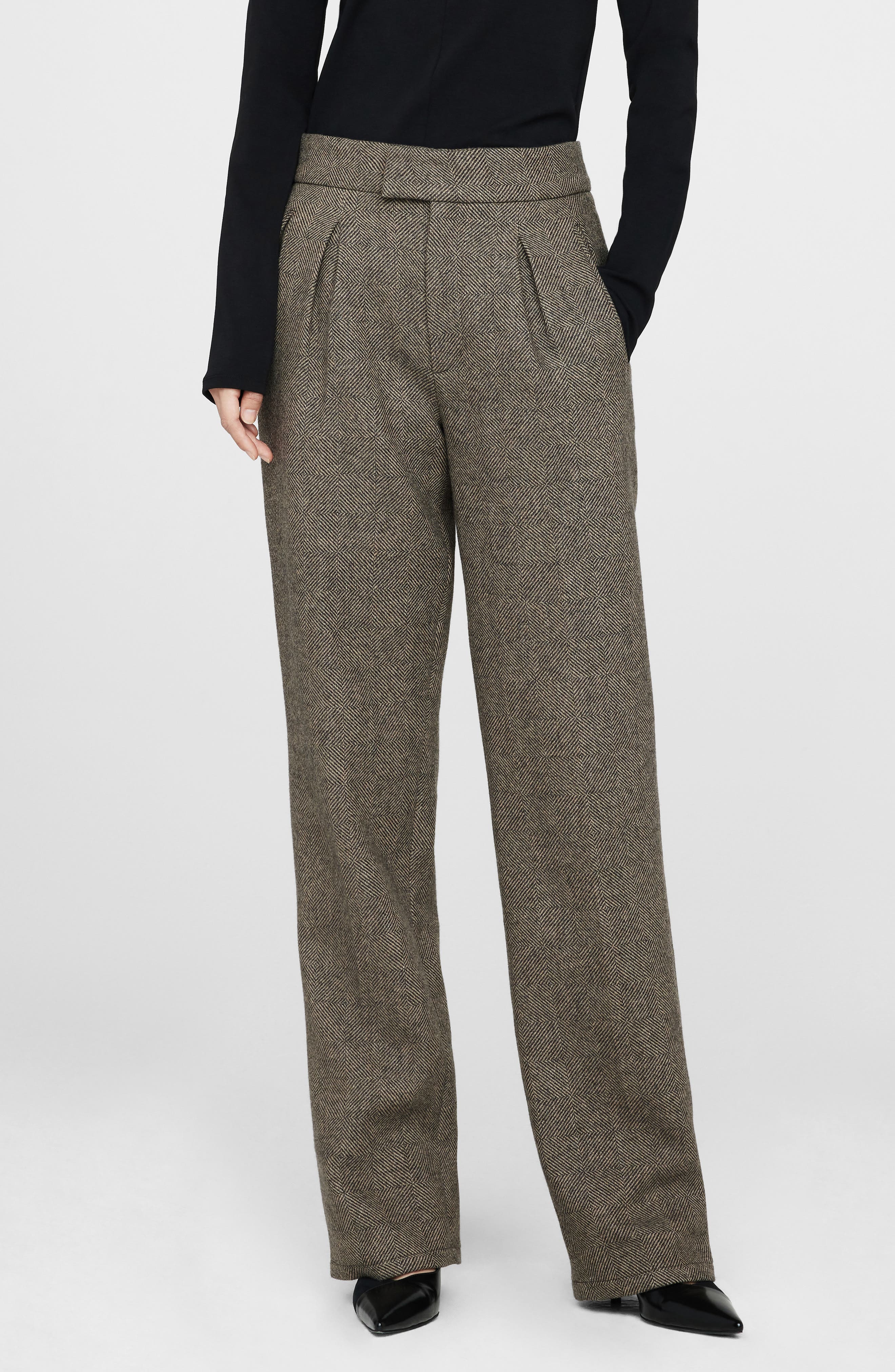 Brice Herringbone Wool Blend Trousers